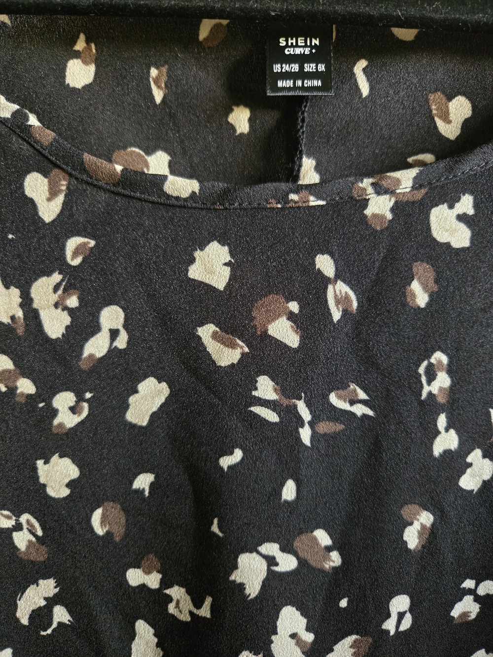 Shein Curve Black Abstract Print Flutter Sleeve Babydoll Blouse 6X US 24/26 Plus - Picture 8 of 8